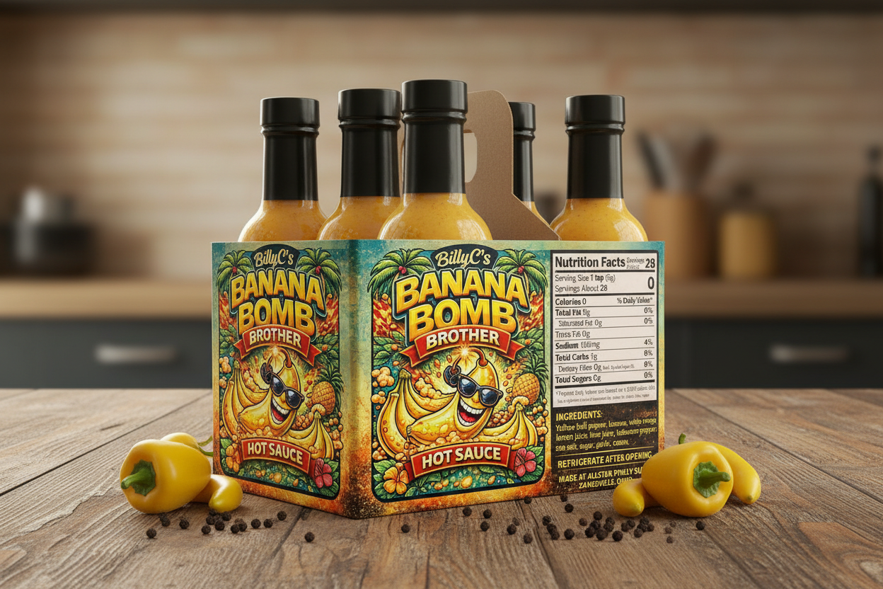 Banana Bomb Brother Hot Sauce 6pk product image