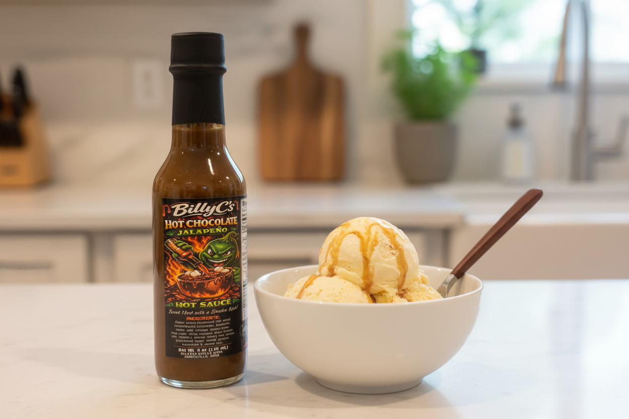 Billy C's Hot Sauce Next to Ice Cream