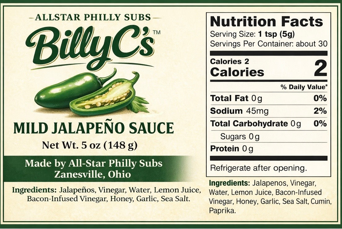 BillyC's Mild Jalapeno 1pk 5oz